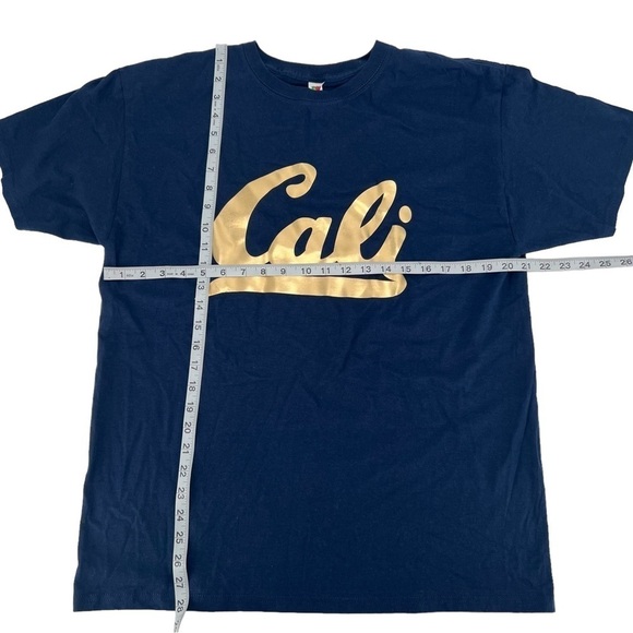 Fruit Of The Loom Blue Gold Cali Print Short Sleeve T-Shirt Size Large Women’s - Picture 4 of 4